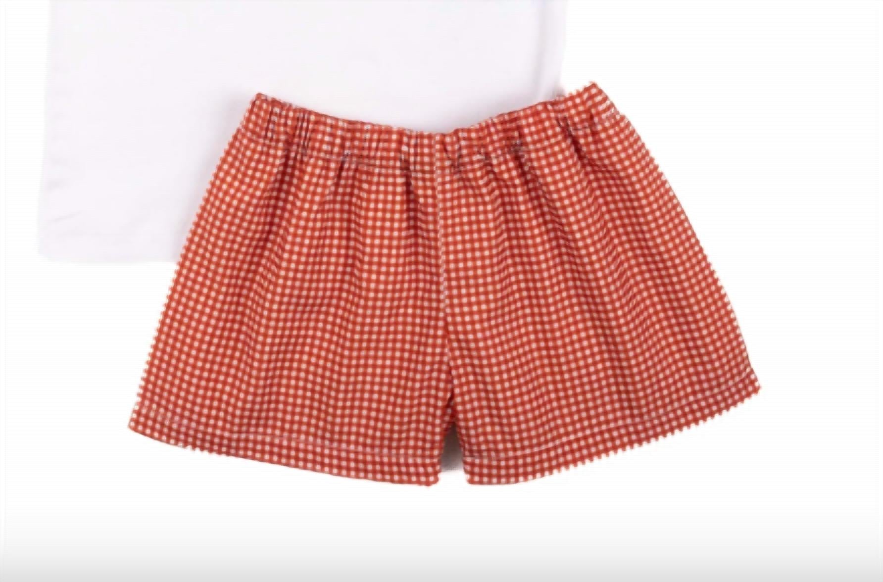 Teeta - Girl's Gingham Smocked Football Wyatt Short Set