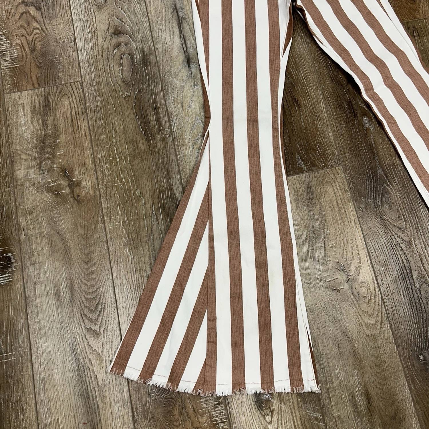Bestto Women's Bell Bottom Pants in stripe brown - women's pants - alternate view