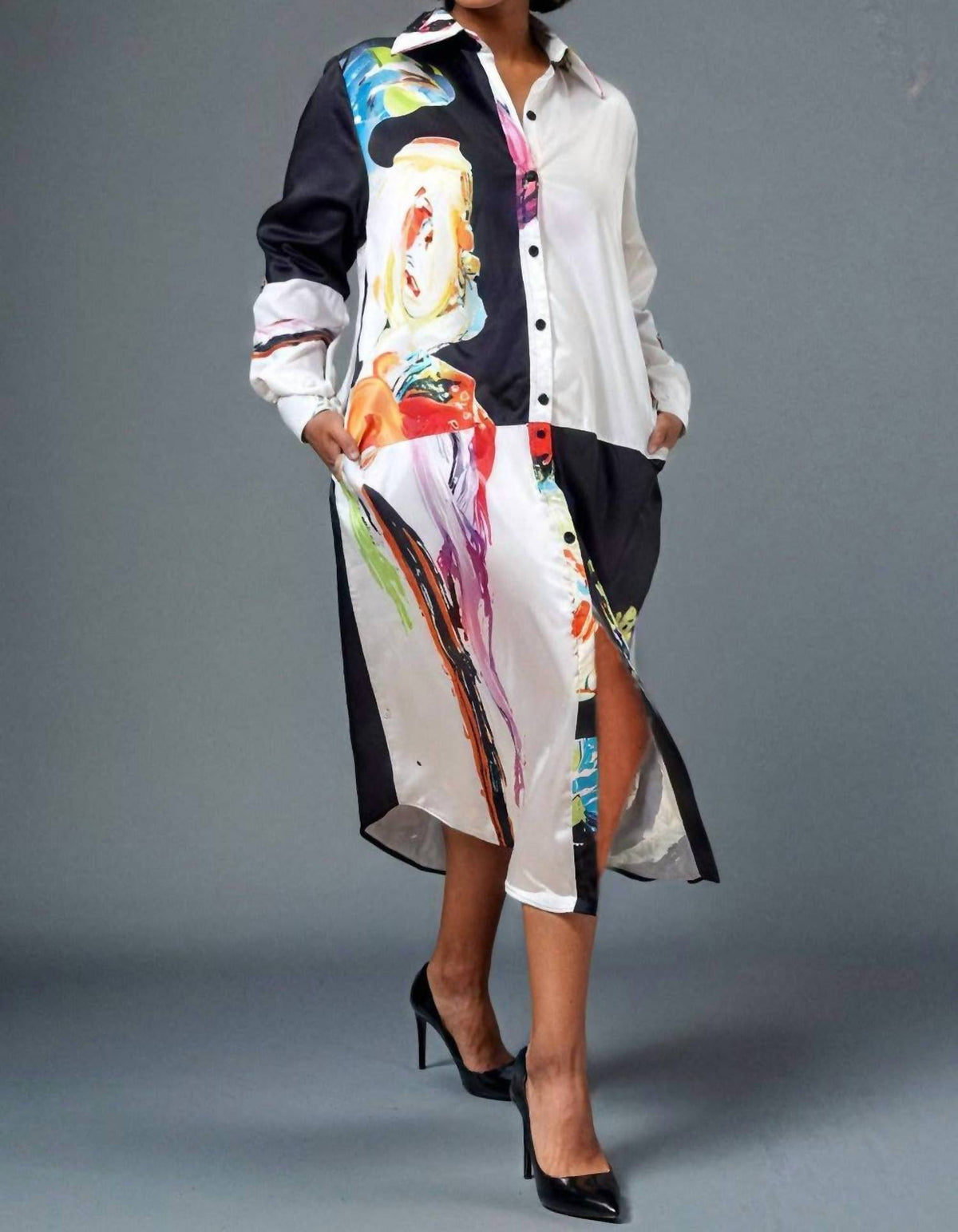 N By Nancy - Long Cuffed Button-down Dress