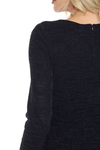 Joseph Ribkoff - Shimmery V-neck Long Sleeve Evening Dress