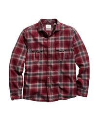 Billy Reid Brushed Bold Plaid Scout Shirt in syrah multi - men's shirt - alternate view
