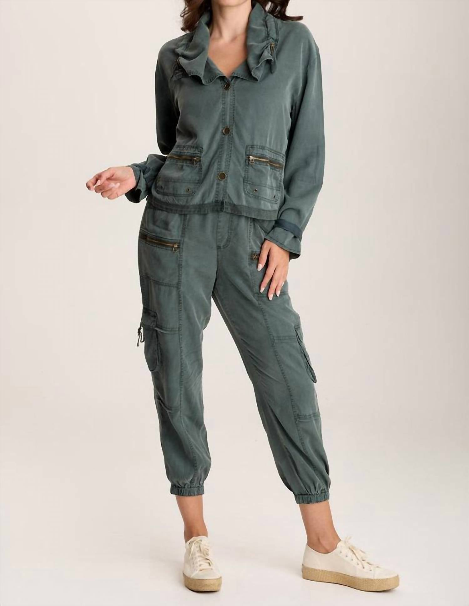 Xcvi - Oziel Twill Utility Jacket With Drawstring Collar