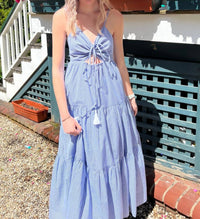 NIBI MTK Nadia Tier Dress in blue - women's dress - detail view