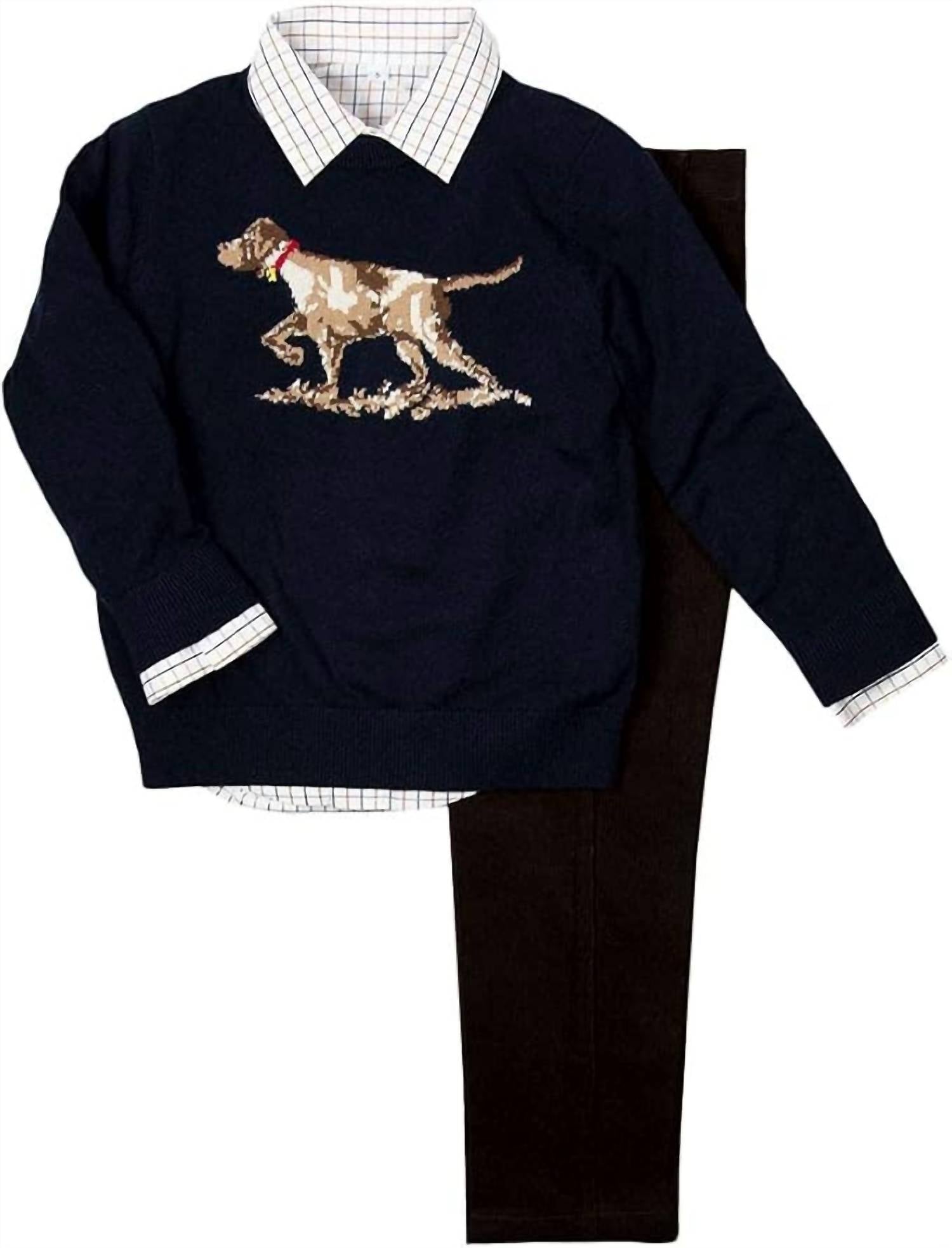 Good Lad Apparel - Boy's Long Sleeve Dog-themed Sweater Set