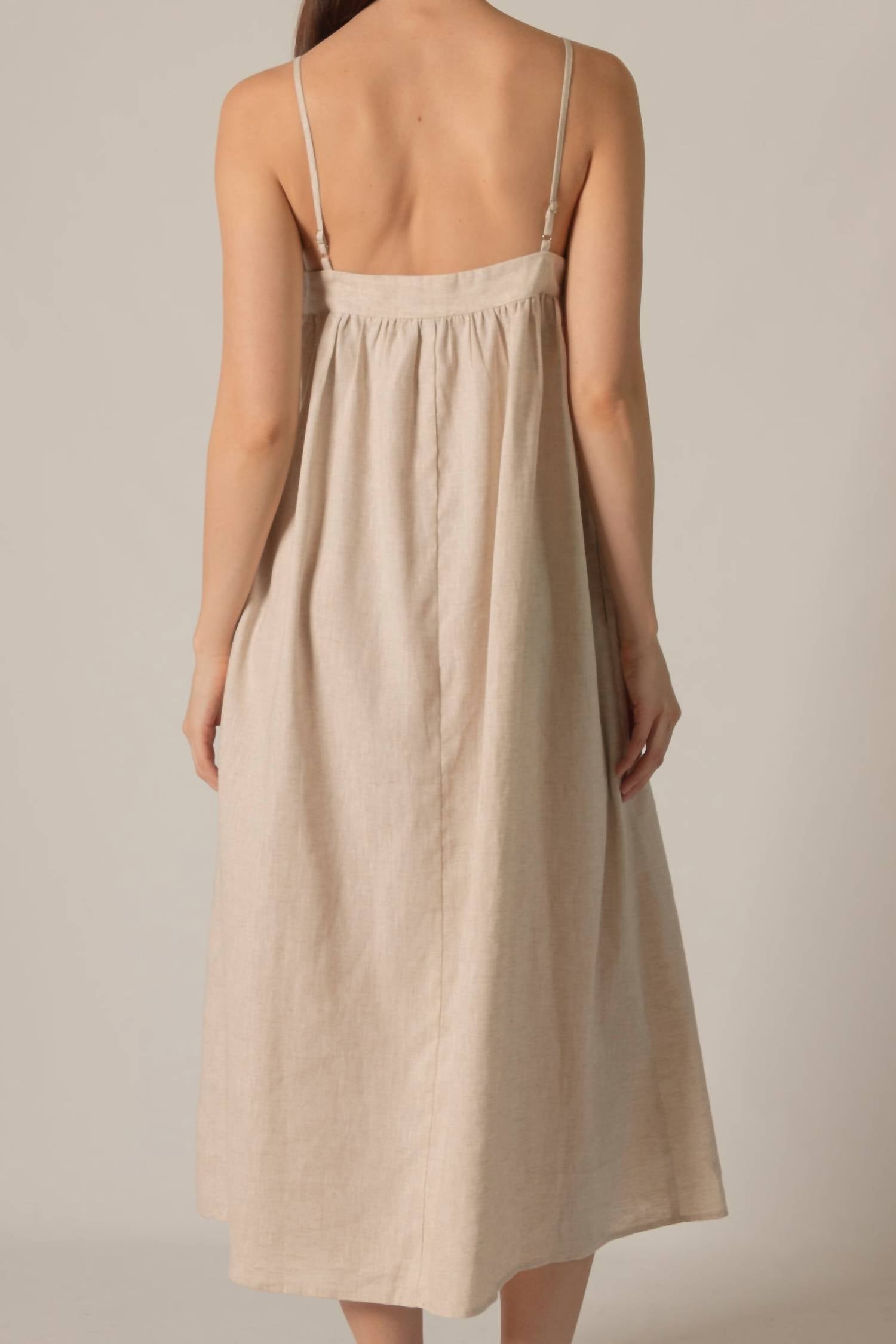 P.CILL Linen Maxi Dress in natural - women's dress - detail view