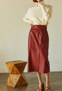 Crescent - Natalie Vegan Pu Midi Skirt With Side Buckle
