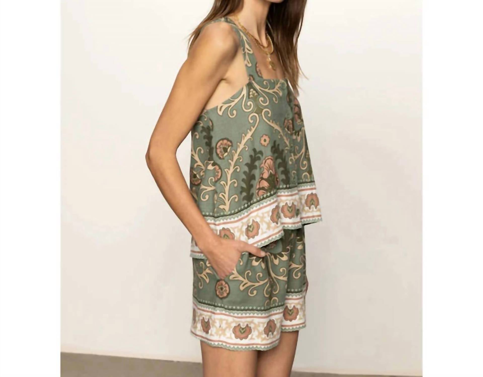 Sanctuary Button Back Camisole Top in mezzo sage - women's shirt - detail view