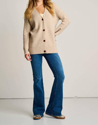 LISA TODD Shake It Up Wool Blend Cardigan in oatmeal - women's cardigan - detail view