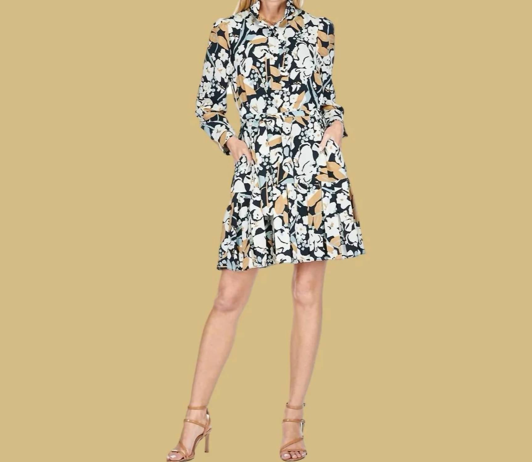 Jade - Fall Bloom Pleated Flounce Dress