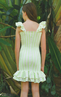 peixoto Billie Mini Dress in limelight stripe - kids' dress - detail view