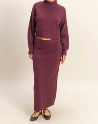 Hyfve - Textured High Neck Sweater & Skirt Set
