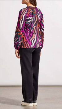TRIBAL Raglan Long Sleeve Blouse With Pleat Detail in alpine green - women's blouse - detail view