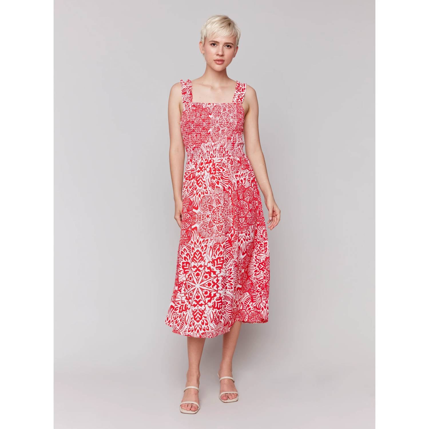 Charlie B - Printed Midi Dress With Shirring Detail
