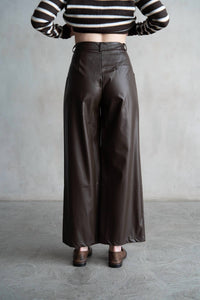 Elle Grey - Faux Leather Straight Pants