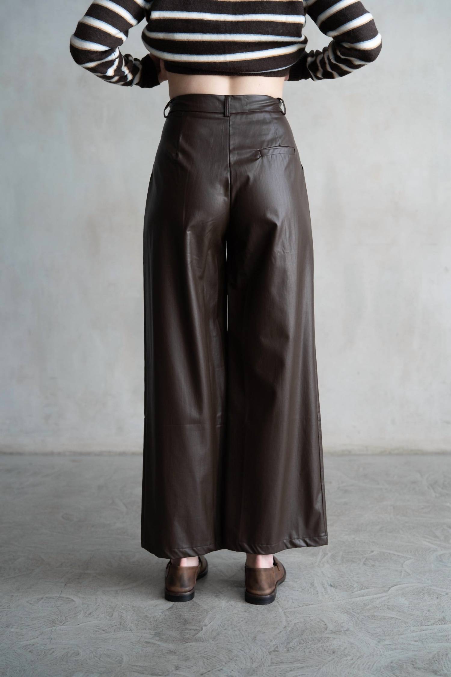 Elle Grey - Faux Leather Straight Pants