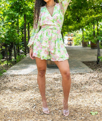 Surelymine - Flirty Floral Print Ruffle Romper