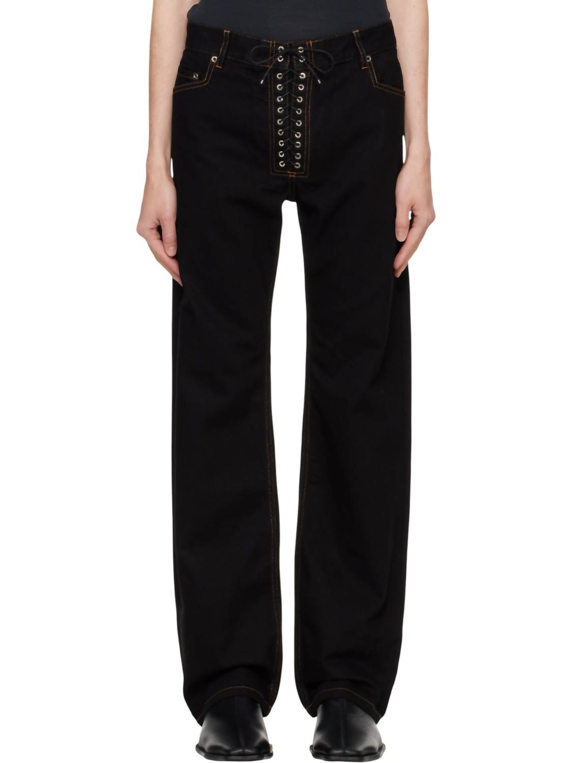 Ludovic De Saint Sernin - Women's Straight Legs Lace Up Jeans