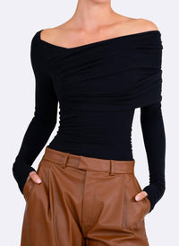 Nonchalant Label Maple Asymmetrical Long Sleeve Top in black - women's long sleeve top