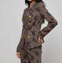 L'Agence - Bethany Flocked Herringbone Blazer