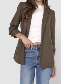 Sadie & Sage - Backyard Ruched Sleeve Linen Blazer