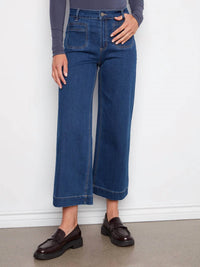 Charlie B - Cropped Flare Patch Pockets Jeans