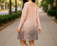 Vocal Apparel - Animal Print Open Front Knit Cardigan
