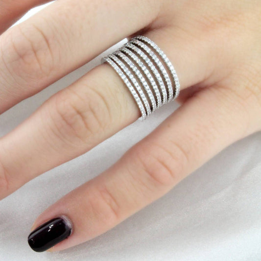 Normani - Women's 7 Row Wide Vertebrae Diamond Ring