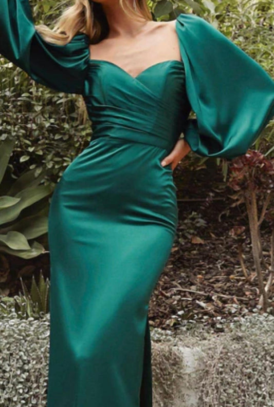 Cinderella Divine - Long Sleeve Off Or On The Shoulder Soft Satin Dress