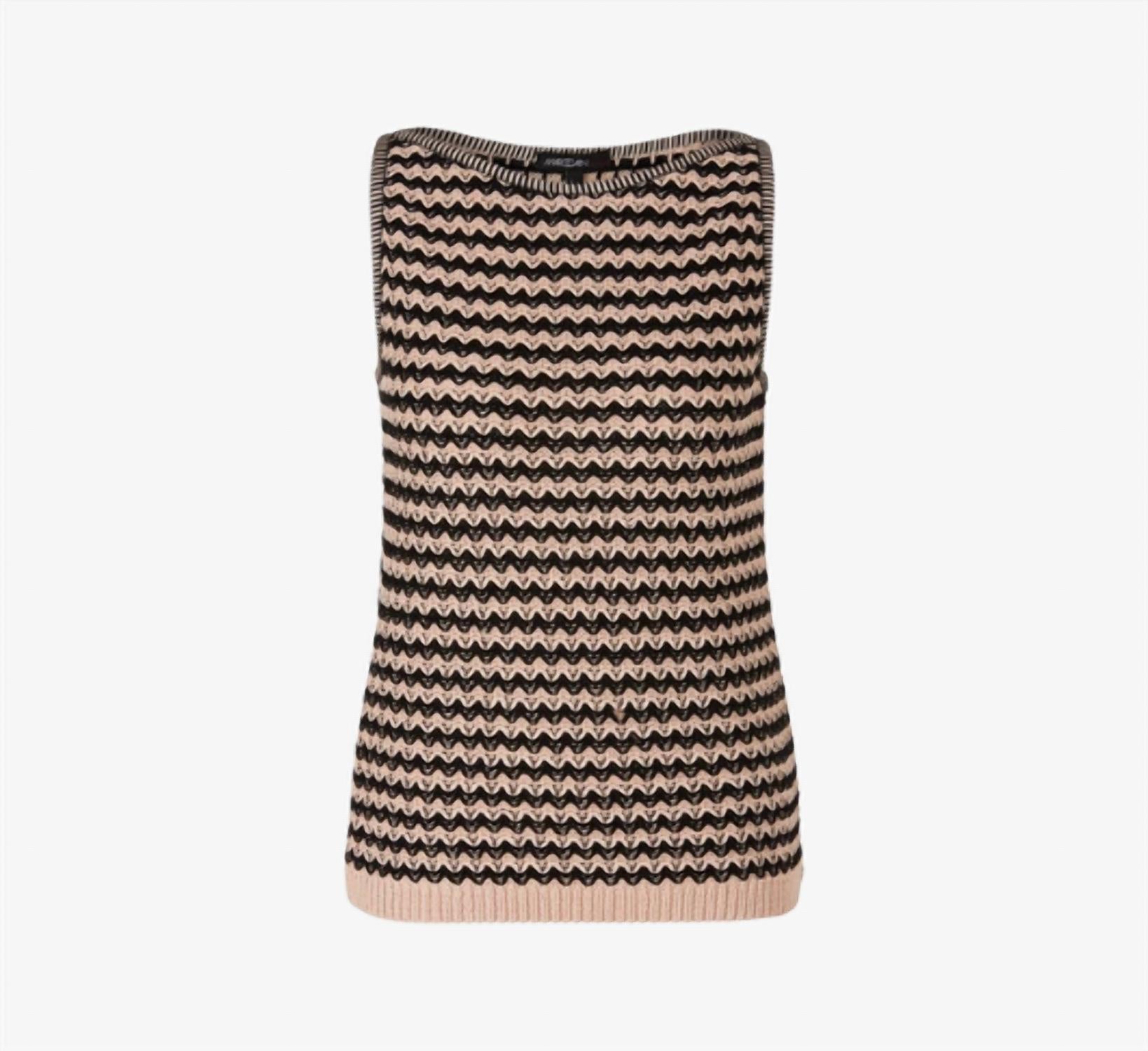 Marc Cain Rethink Together Sleeveless Knitted Top in black tan - women's sweater - view 7
