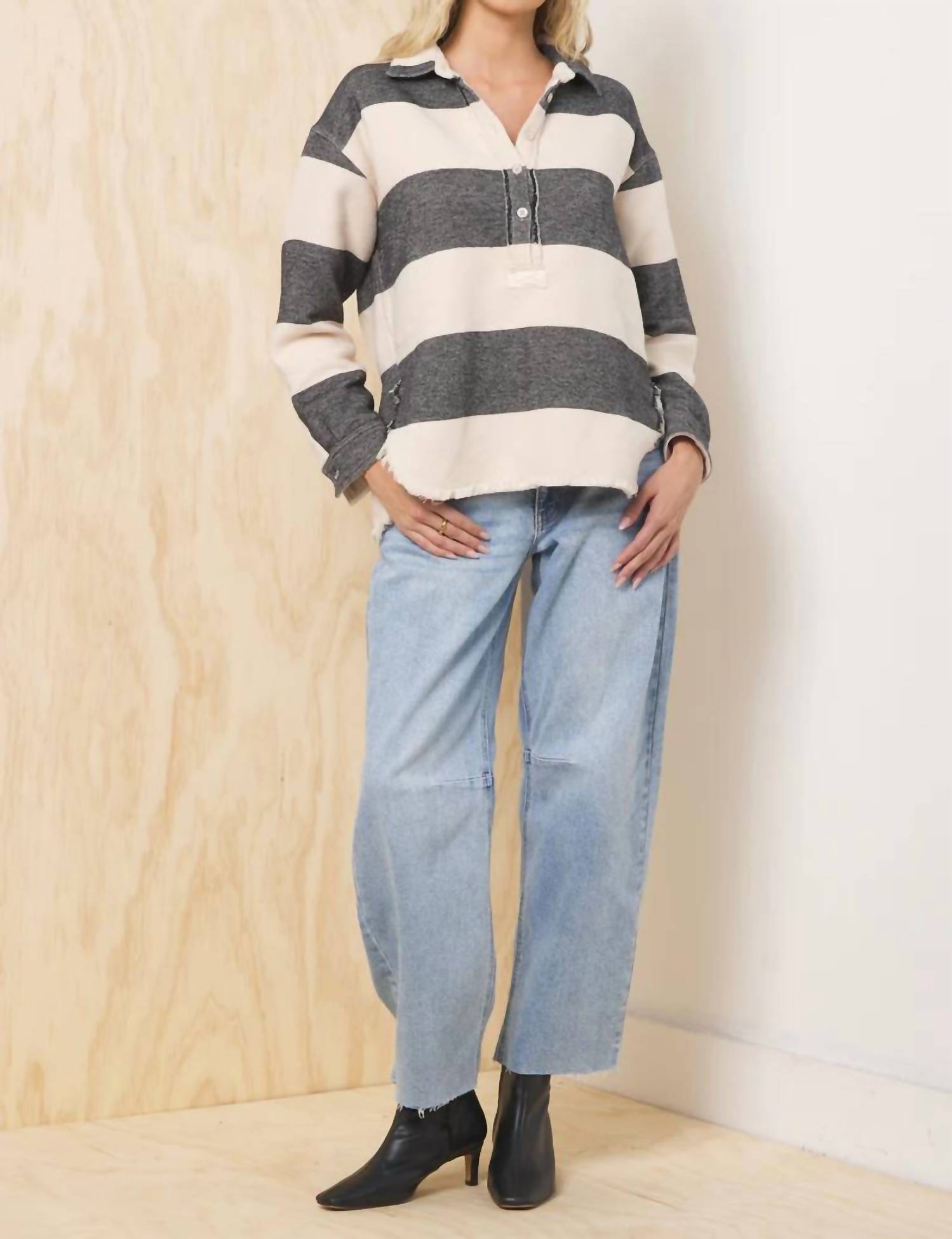 Vintage Havana - Buffalo Stripe Quarter Button Down