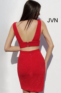 Jovani - Two Piece Fitted Glitter Short Dress