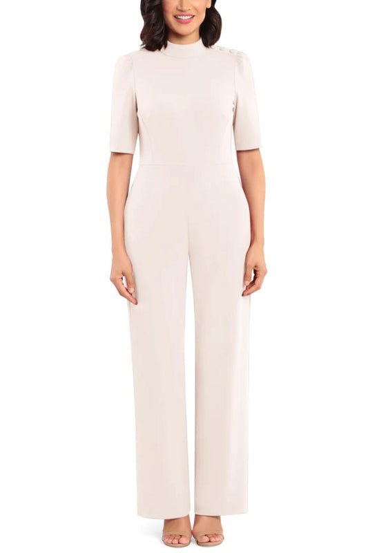 Donna Morgan - Short Sleeve Mock Neck Jumpsuit