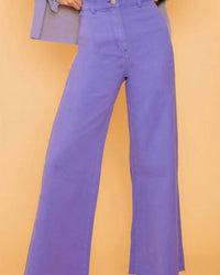 AnnieWear High Rise Wide Leg Jeans in purple - women's jeans - detail view