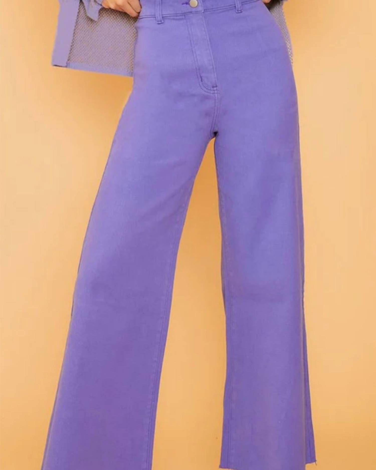 AnnieWear High Rise Wide Leg Jeans in purple - women's jeans - detail view
