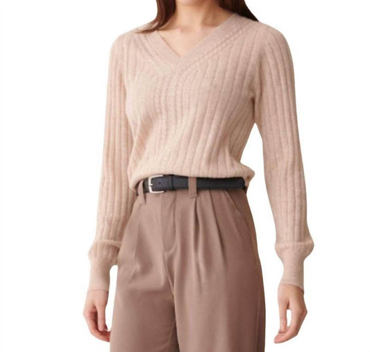 &Isla - Luna Cable Rib V-neck Top - Snagged & Bagged