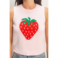Double Zero - Strawberry Sleeveless Knit Top