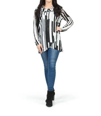 Papillon - Linear Print Cowl Neck Sweater