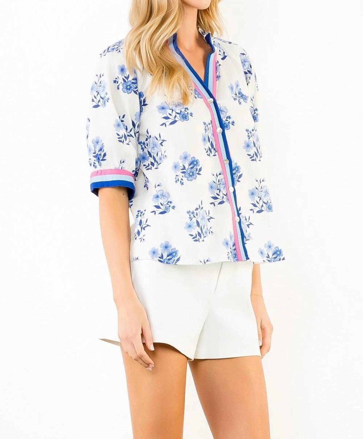 Thml - Button Down Floral Print Top