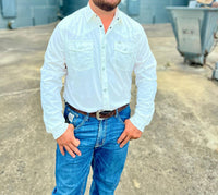 Ferrell Core Pearl Snap Long Sleeve Shirt in white - men's shirt - detail view