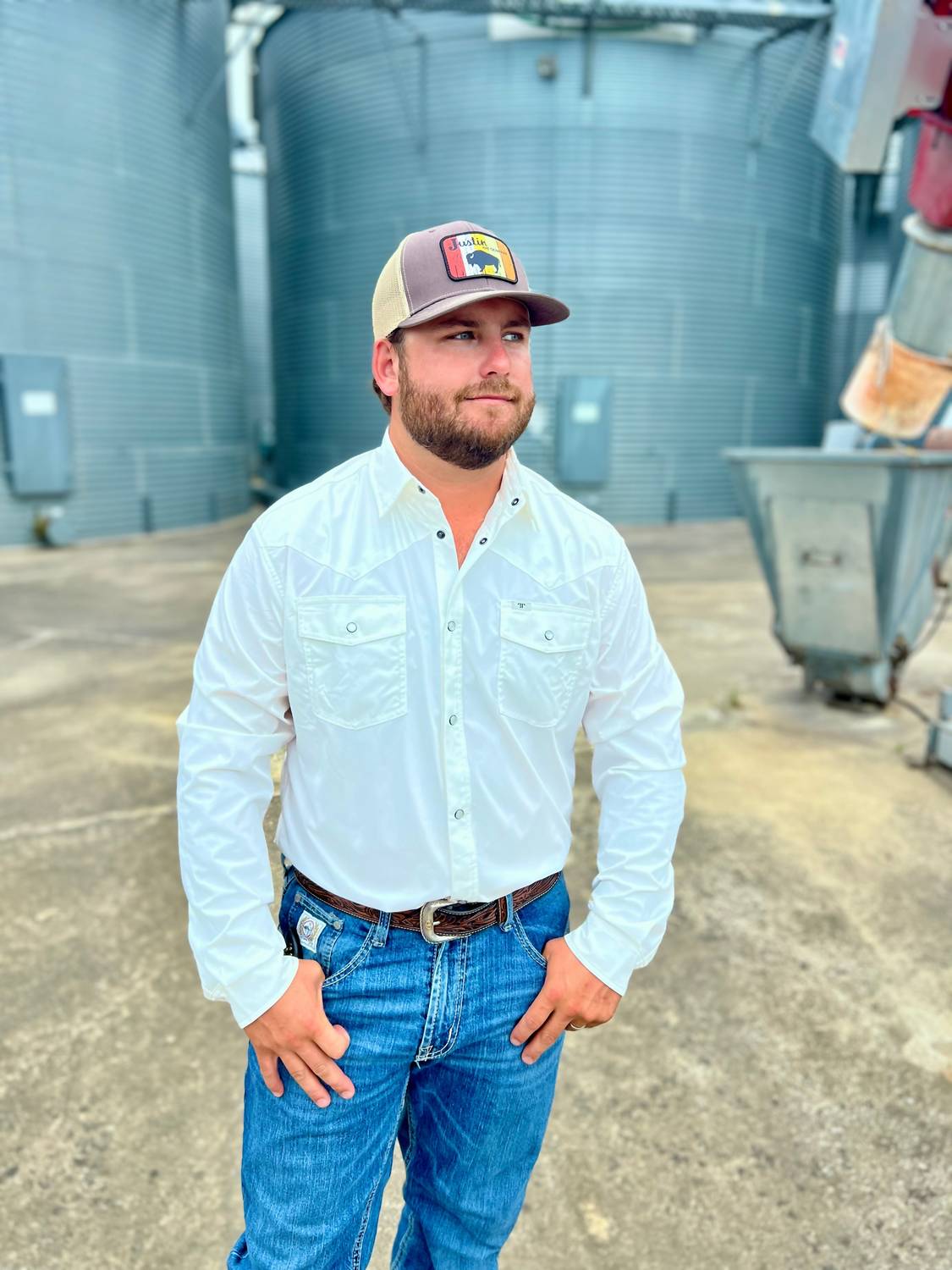 Ferrell Core Pearl Snap Long Sleeve Shirt in white - men's shirt - alternate view