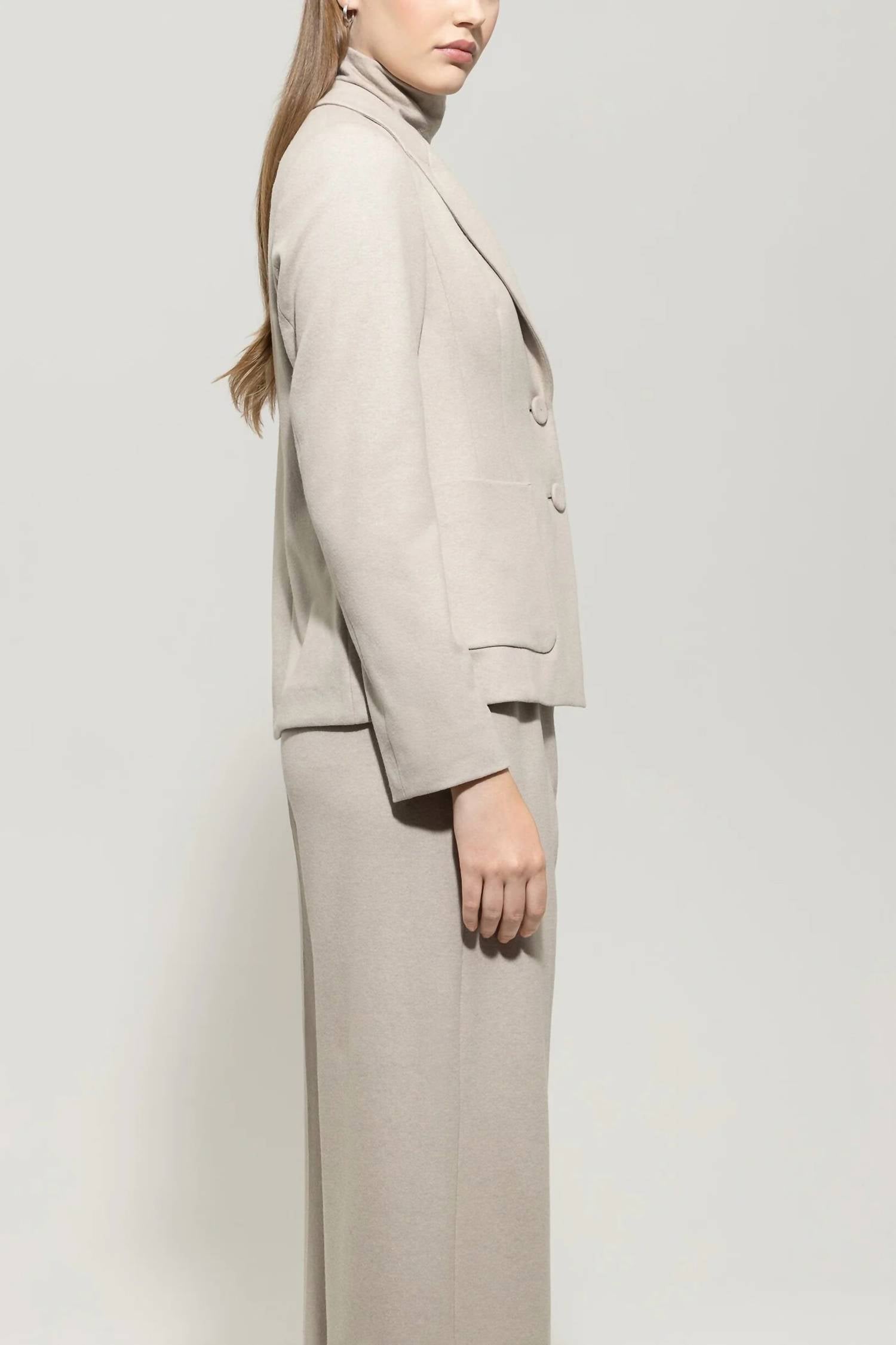 LUISA CERANO Flannel Blazer in oyster - women's jacket - alternate view
