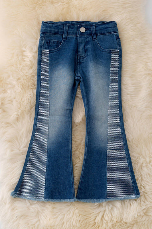 Kidscharm - Girls’ Rhinestone Bootcut Denim Jeans