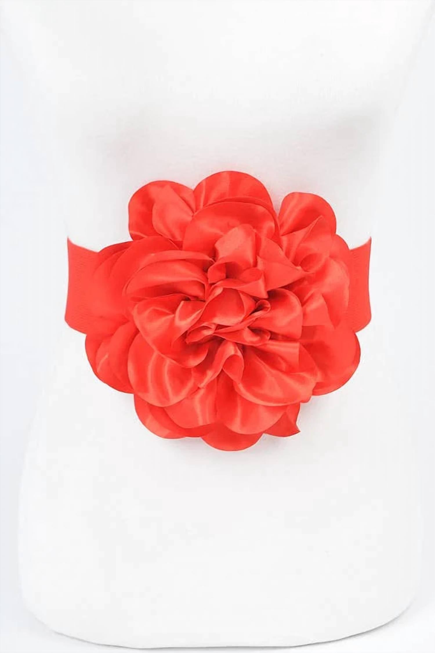 3Am By H&D Accessories - Women's Satin Big Flower Elastic Belt