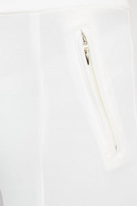 Soho - Mid Waist Pull-on Skinny Zipper Front Solid Crepe Pant