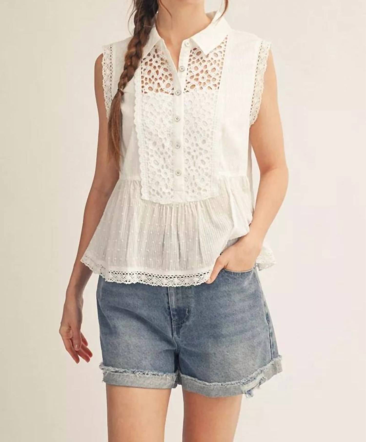 Jodifl - Women's Sweet Lace Darling Peplum Top