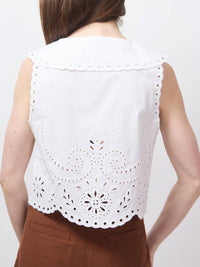 Le Jean - Embroidered Eyelet Sailor Top