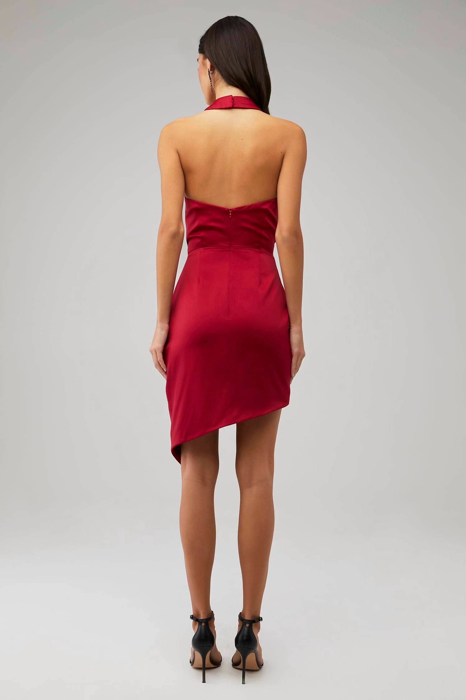 Elliatt - Camo Asymmetric Halter Satin Dress