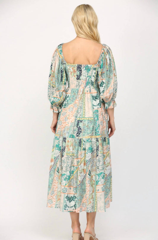 Fate - Flower Print Smocked Midi Dress