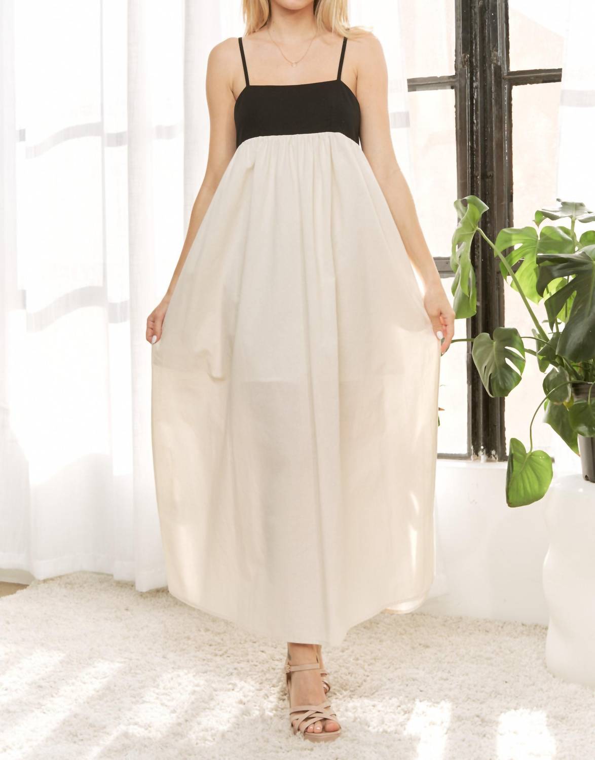 Sweet Generis - Color Block Tank Shirring Maxi Dress