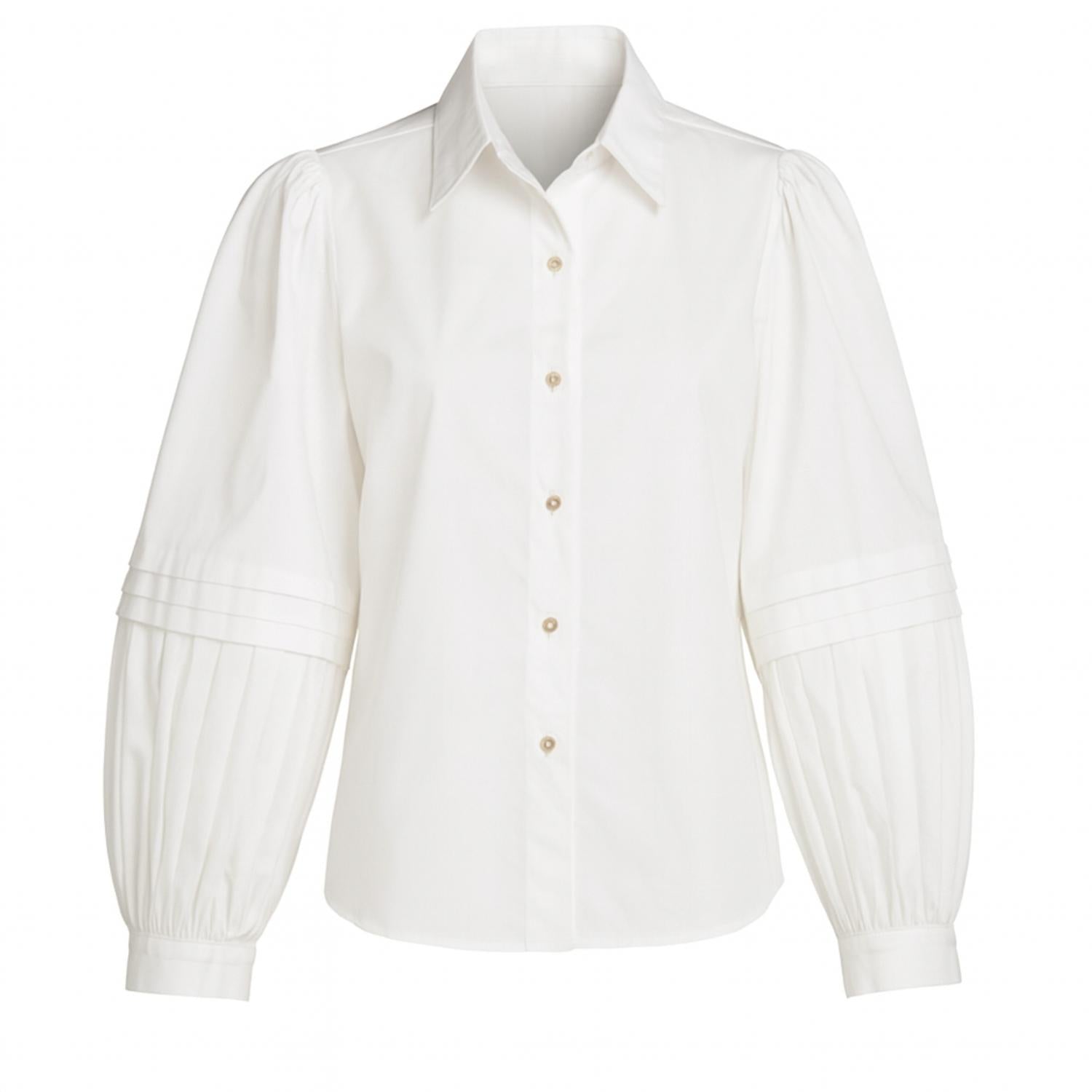 Emily McCarthy Long Sleeve Oxford Shirt in white - women's shirt - detail view